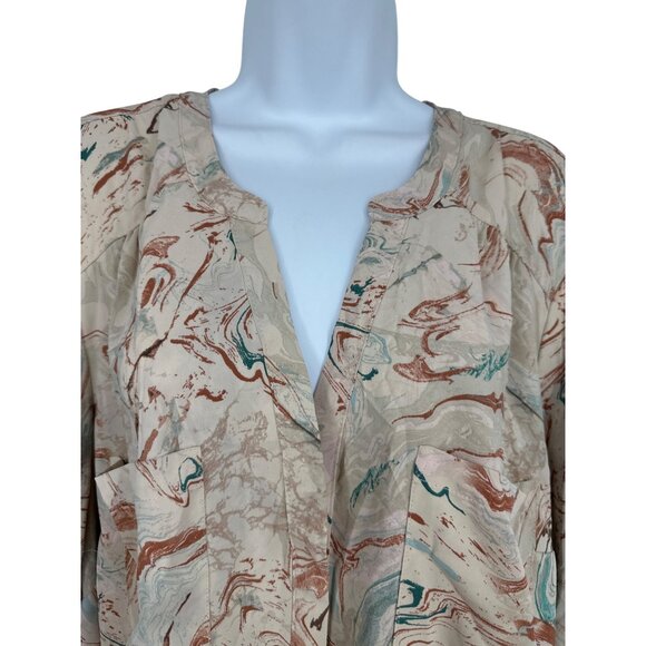 Torrid Womens Harper Marbled Print 3/4 Sleeve Lightweight Blouse Size 3X - Picture 3 of 8